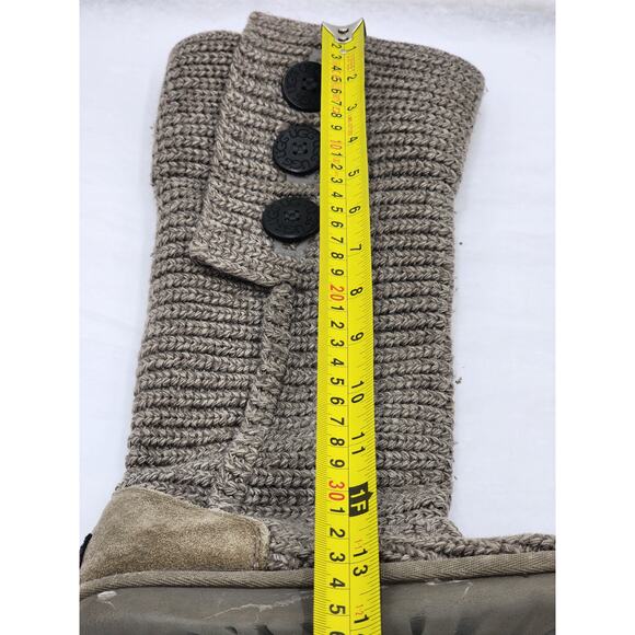 UGG Boots Womens Size 7 Classic Cardy Winter Knit Gray Mid Calf To Tall 1016555 - Picture 3 of 13
